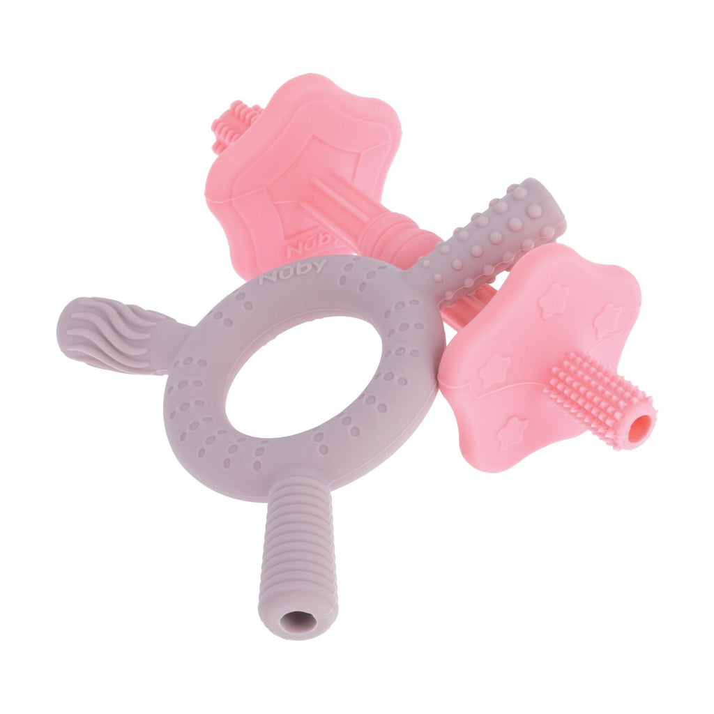 Hollow Sensory Tube Teethers | Pink/Plum